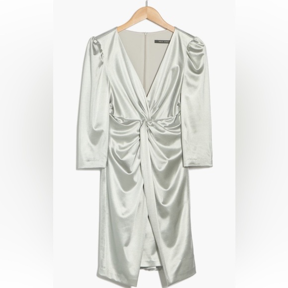 Julia Jordan Women’s Elegant Knotted Velour Sheath Silver Dress Sz 12/ Large - Picture 5 of 11